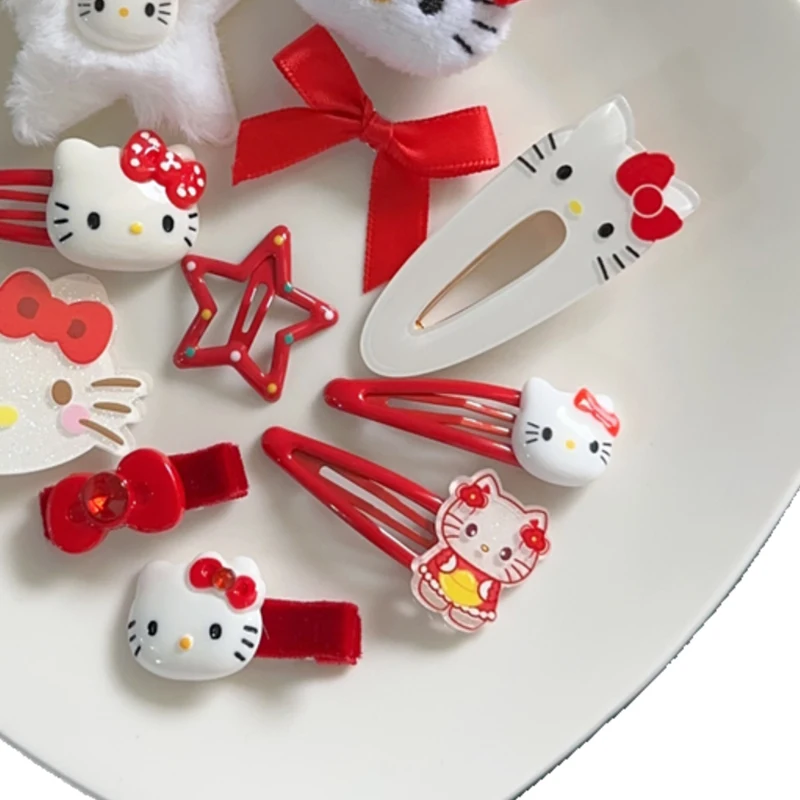 11 Stuks Hellokitty Haar Clip Kawaii Sanrio Anime Prinses Barrette Meisje Hart Leuke Cartoon Haar Clip Mooie Accessoire Cadeau voor Kid