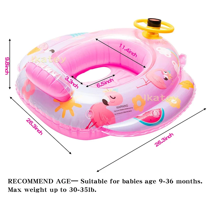 Flamingo Stuurwagen Baby Zwemmen Ring Seat Voor Kinderen Peuters Cartoon Drijvend Opblaasbaar Zwembad Speelgoed Zomer Strand Foto Rekwisieten