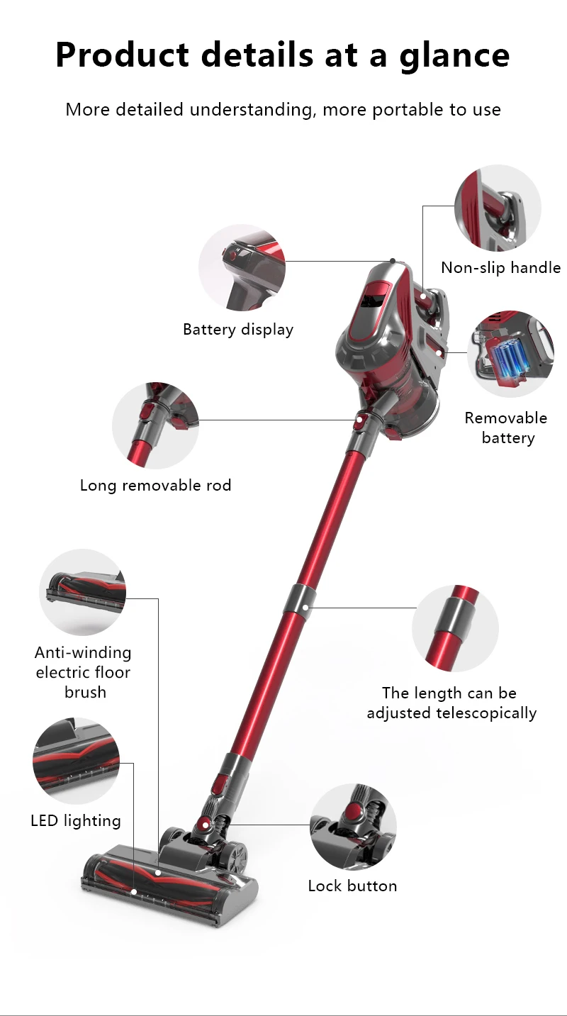 الجملة عالية السرعة قابلة للشحن مكنسة كهربائية جافة لاسلكية مع وظيفة الرطب محرك بدون فرش محمول للفنادق والسيارات