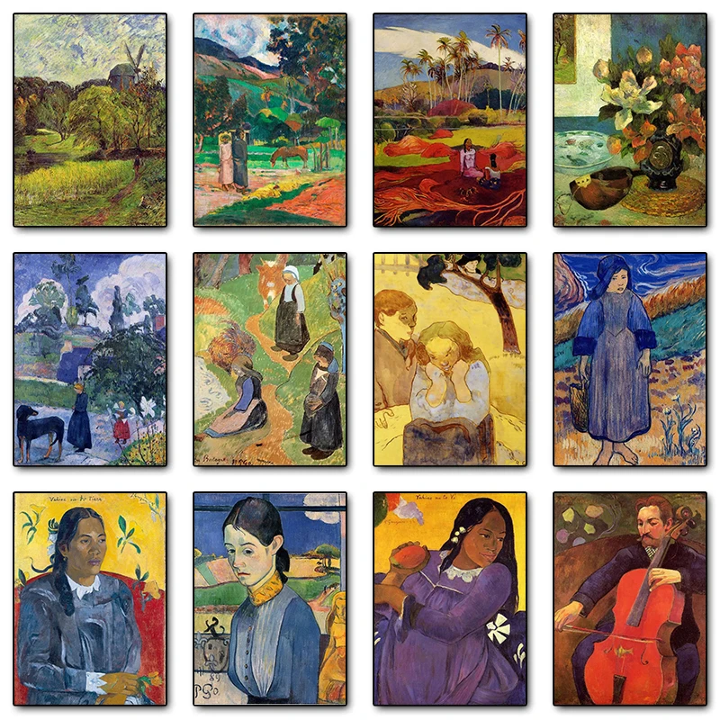 Vintage Paul Gauguin and Klimt Landscape Artwork Posters Canvas Painting Nordic Abstract Wall Art Picture for Bedroom Home Decor