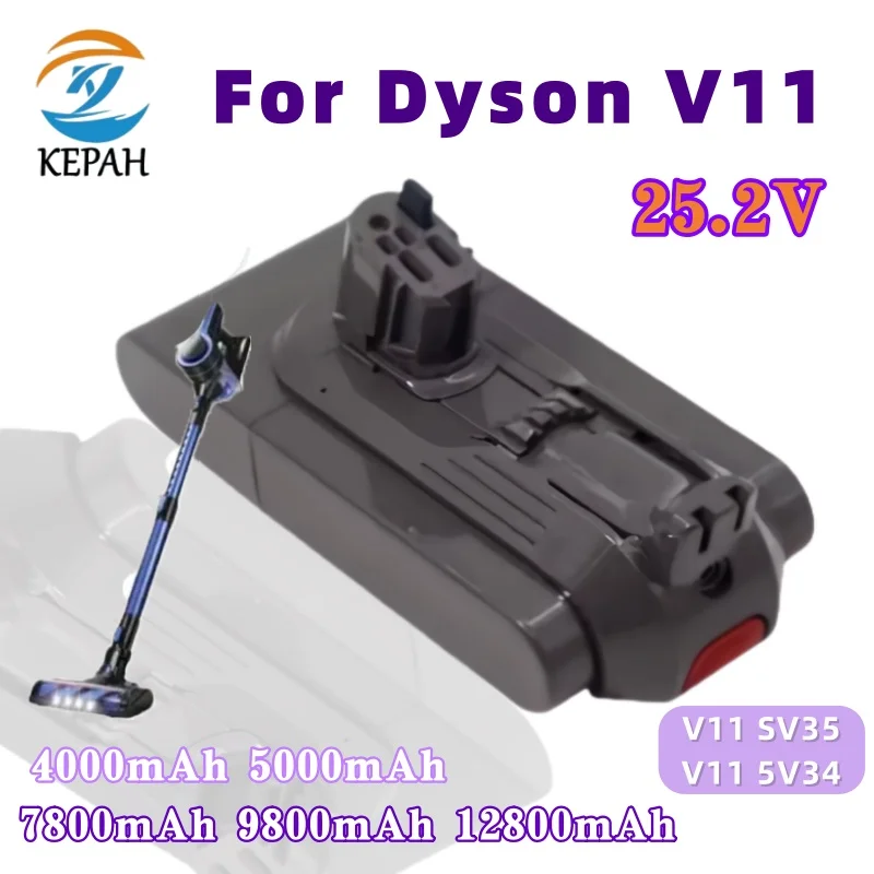 25.2V High-Capacity Li-ion Battery for Dyson V11 SV15| 12800mAh Multiple Choices for Fluffy, Animal, Torque Drive Extra Models