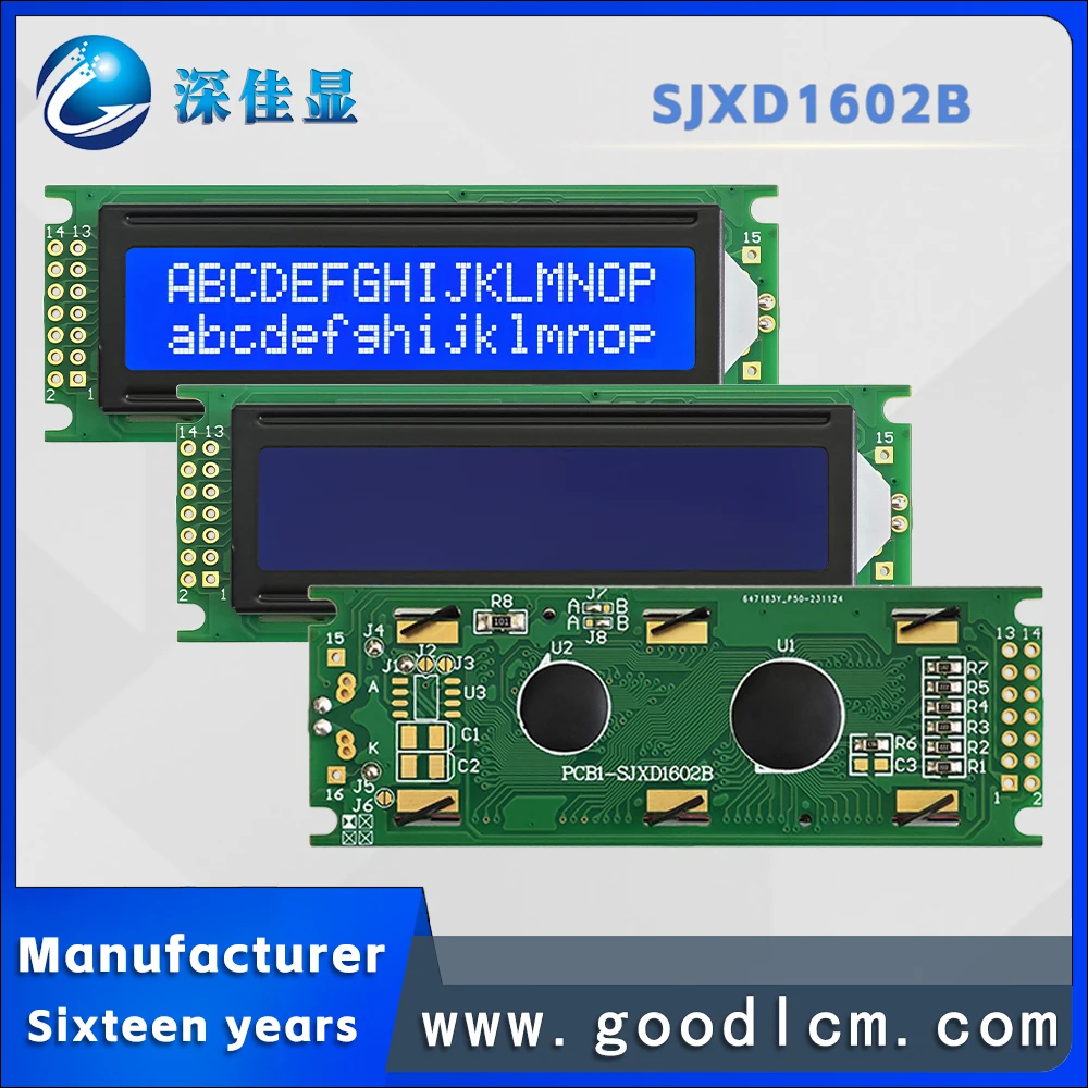 Écran LCD 1602LCD de Qualité Industrielle, Module 16X2 LCM, JXD1602B STN, Bleu, Négatif, Affichage de Caractères