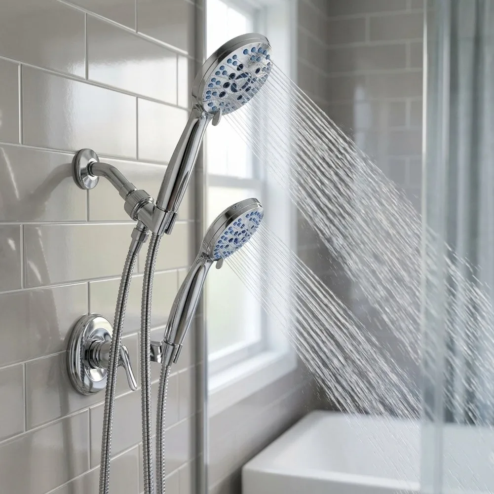 High-Pressure 5-Mode Shower Head with Precision Nozzles and Built-in Rinse Feature for Home and Hospitality Use