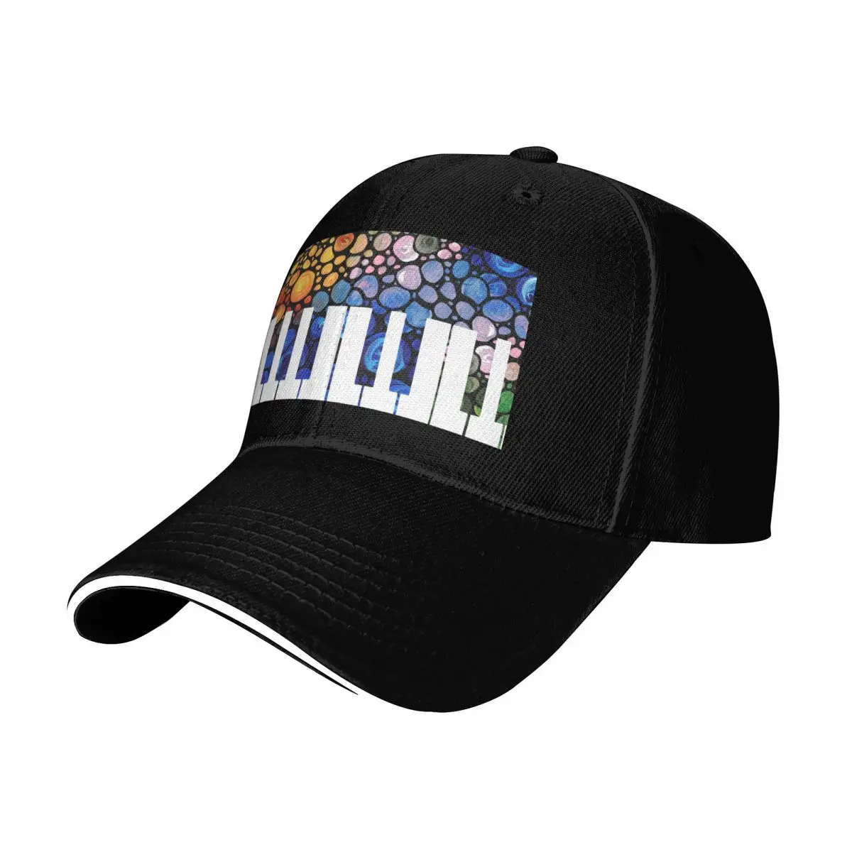 Mosaic Music Colorful Piano Art by Sharon Cummings Baseball Cap Men Women Casual Summer Sport Sun Cap