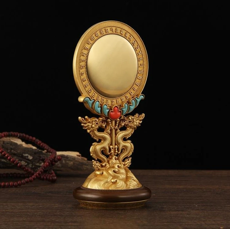 ZZ Pure Copper Cundi Mirror Buddhist Altar Offering Ornament Esoteric Worship Decor