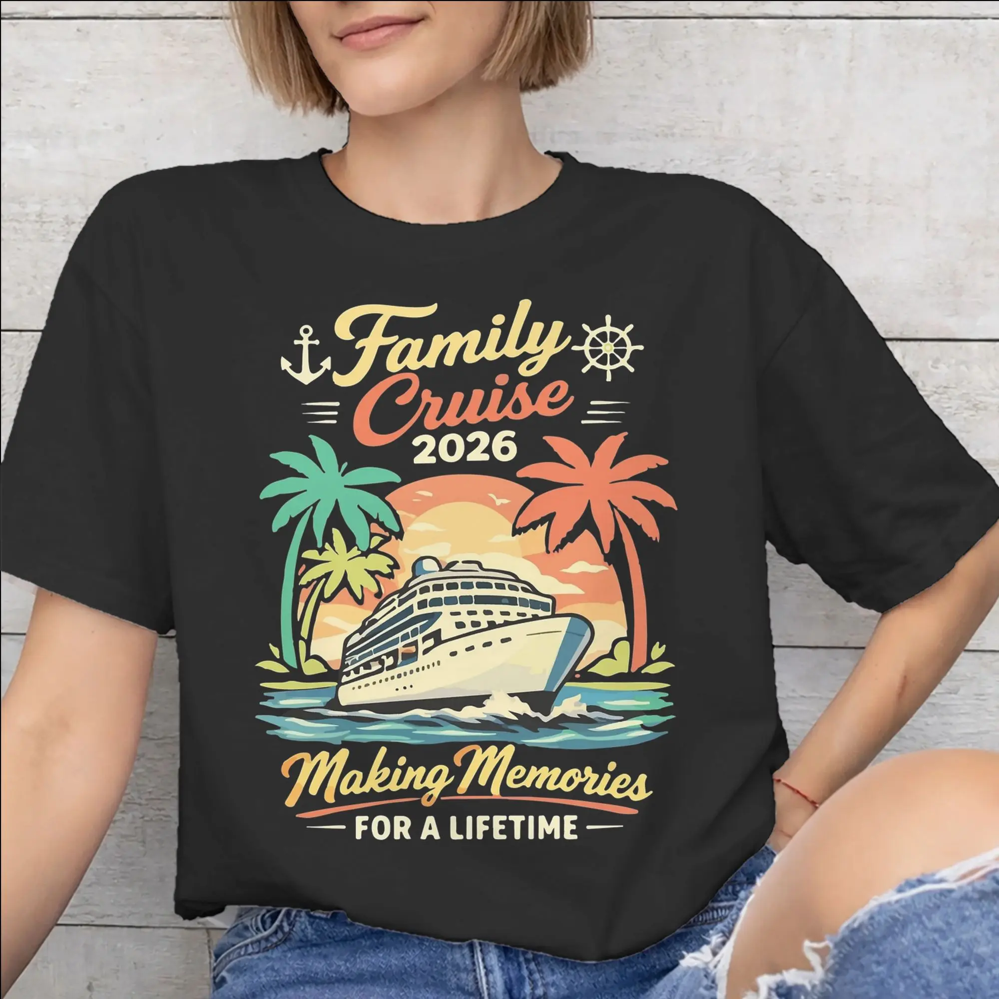 Mens Womens Family Cruise 2026  T Shirt 100% Cotton Printed T-Shirt Making Memories Together Top Clothing