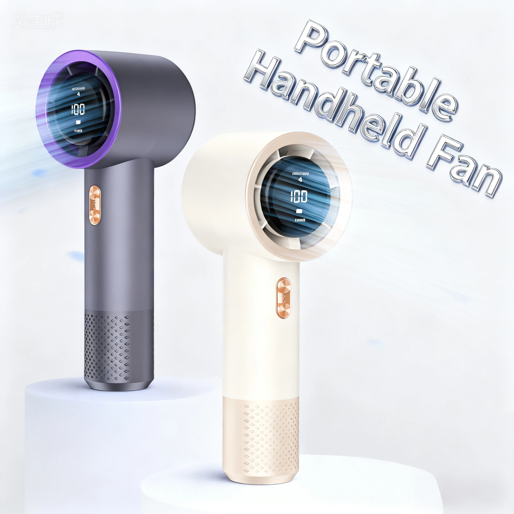

Handheld Mini Fan with AC Cool Air, 4000mAh Rechargeable Battery, 3 Speeds, Portable USB Personal Fan for Travel, Office, Home