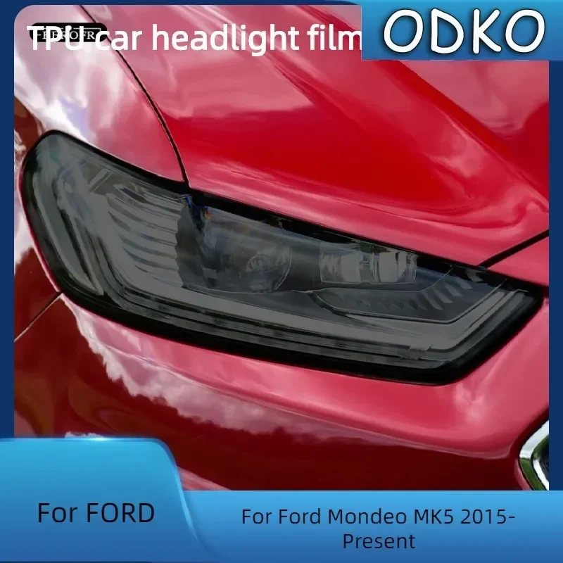 

Для Ford Mondeo MK5 2015-настоящее время, защитная тонировочная пленка для фар автомобиля, дымчатая черная прозрачная наклейка из ТПУ на переднюю фару, аксессуары
