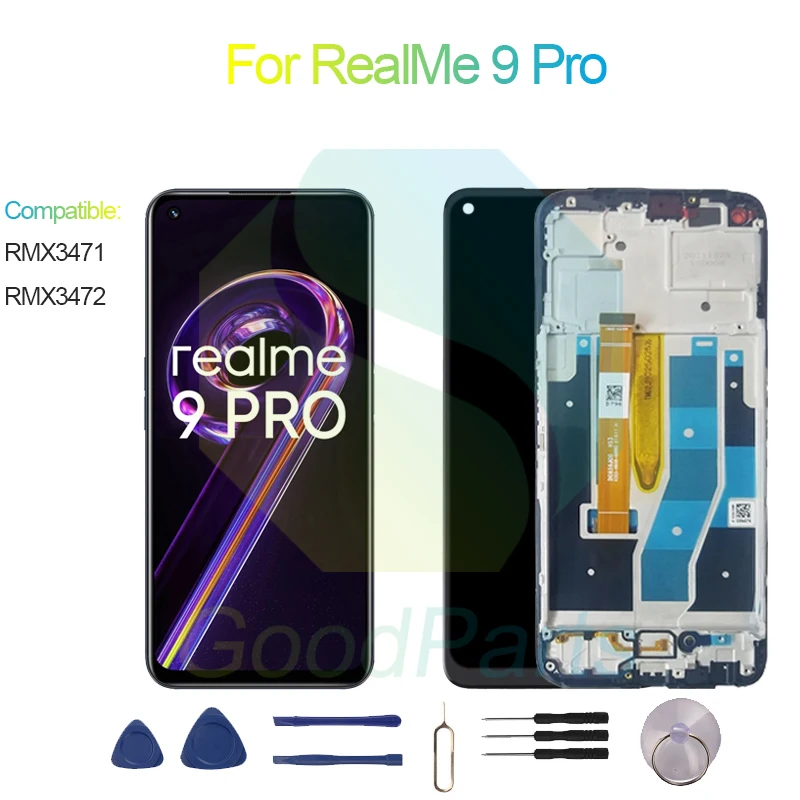 

For RealMe 9 Pro Screen Display Replacement 2412*1080 RMX3471, RMX3472 For RealMe 9 Pro LCD Touch Digitizer