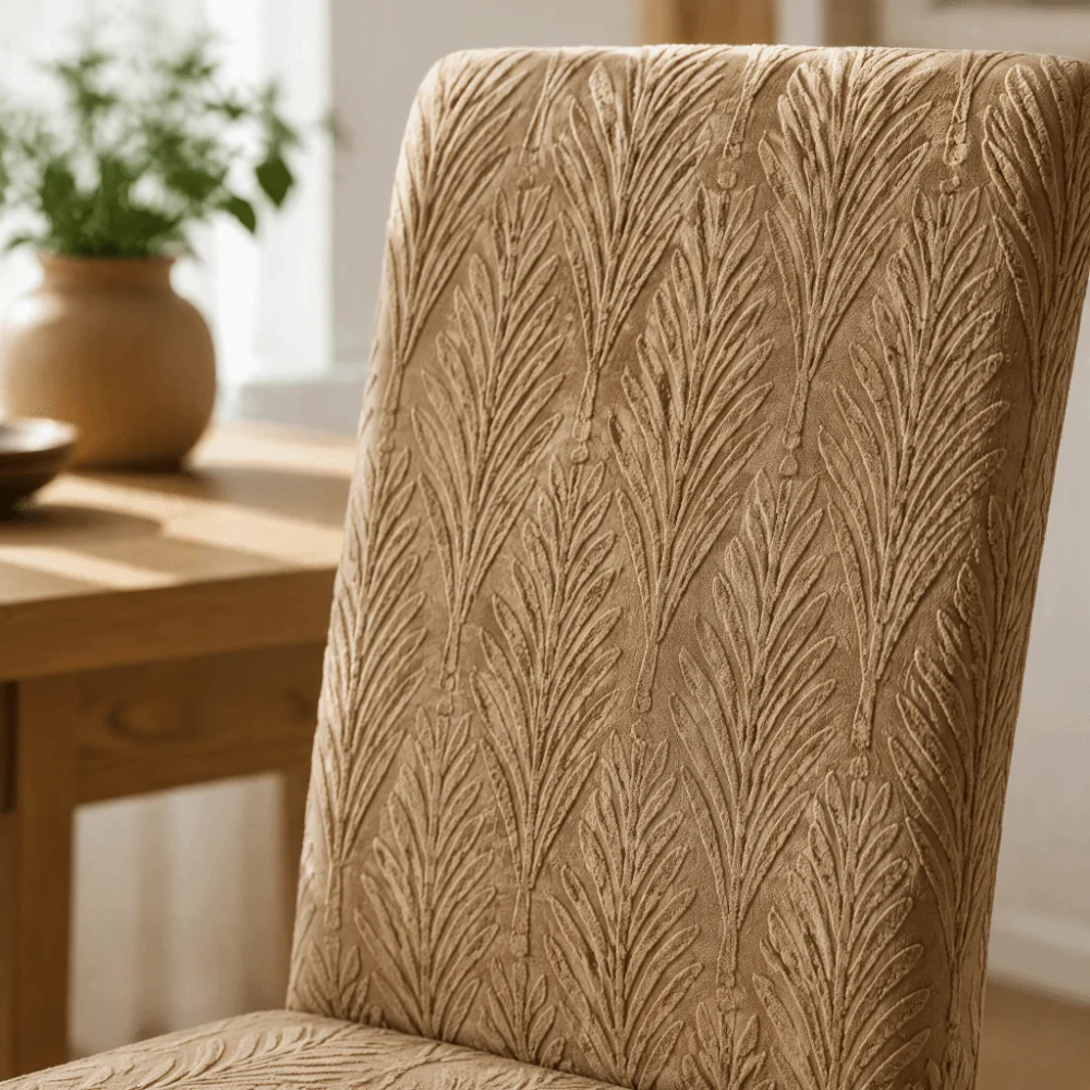 1/4pcs High-Back Stretch Dining Chair Cover 3D Leaf Woven Jacquard Chair Cover Scratch Proof Stain Resistant Elastic Chair Cover