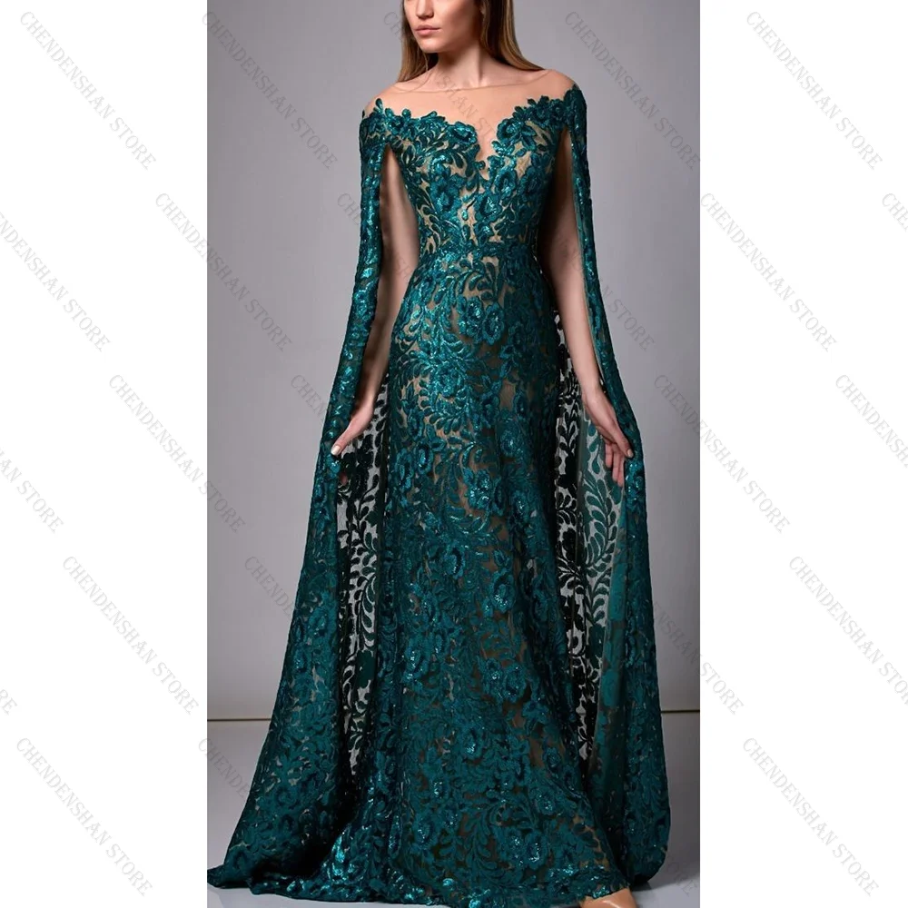 Fashion Green Lace A-Line Evening Dress Elegant Women Prom Gown Robes De Soirée Customized Dresses
