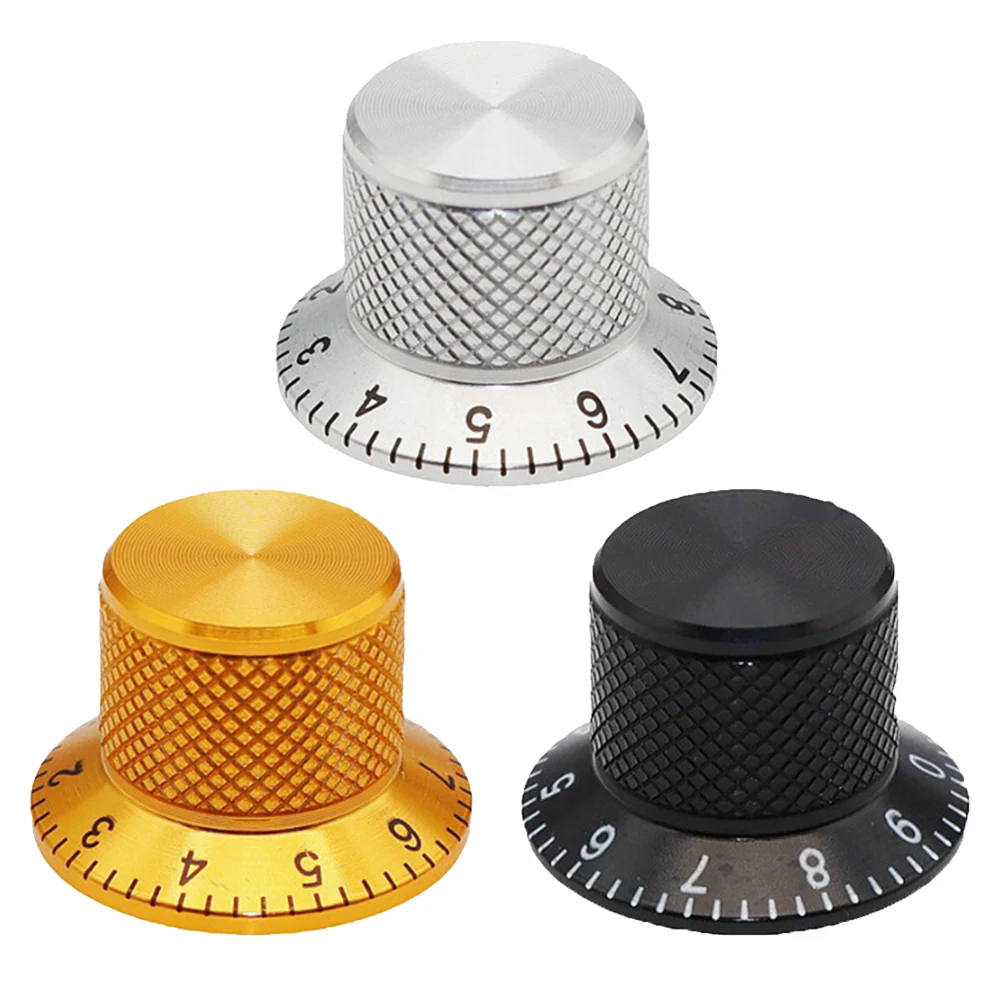 2PCS Aluminum Solid Core Potentiometer Knob Cap Volume Adjustment Knob Hole 6MM Audio Electric Guitar Bass Knob Screw