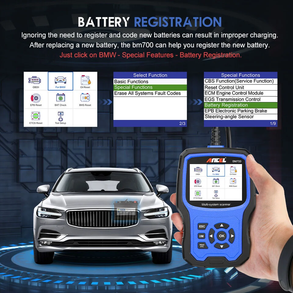 Ancel BM700 For BMW Full System Diagnostic OBD2 Scanner ABS SRS EPB TPMS CBS OIL Reset Code Reader Diagnostic Tool