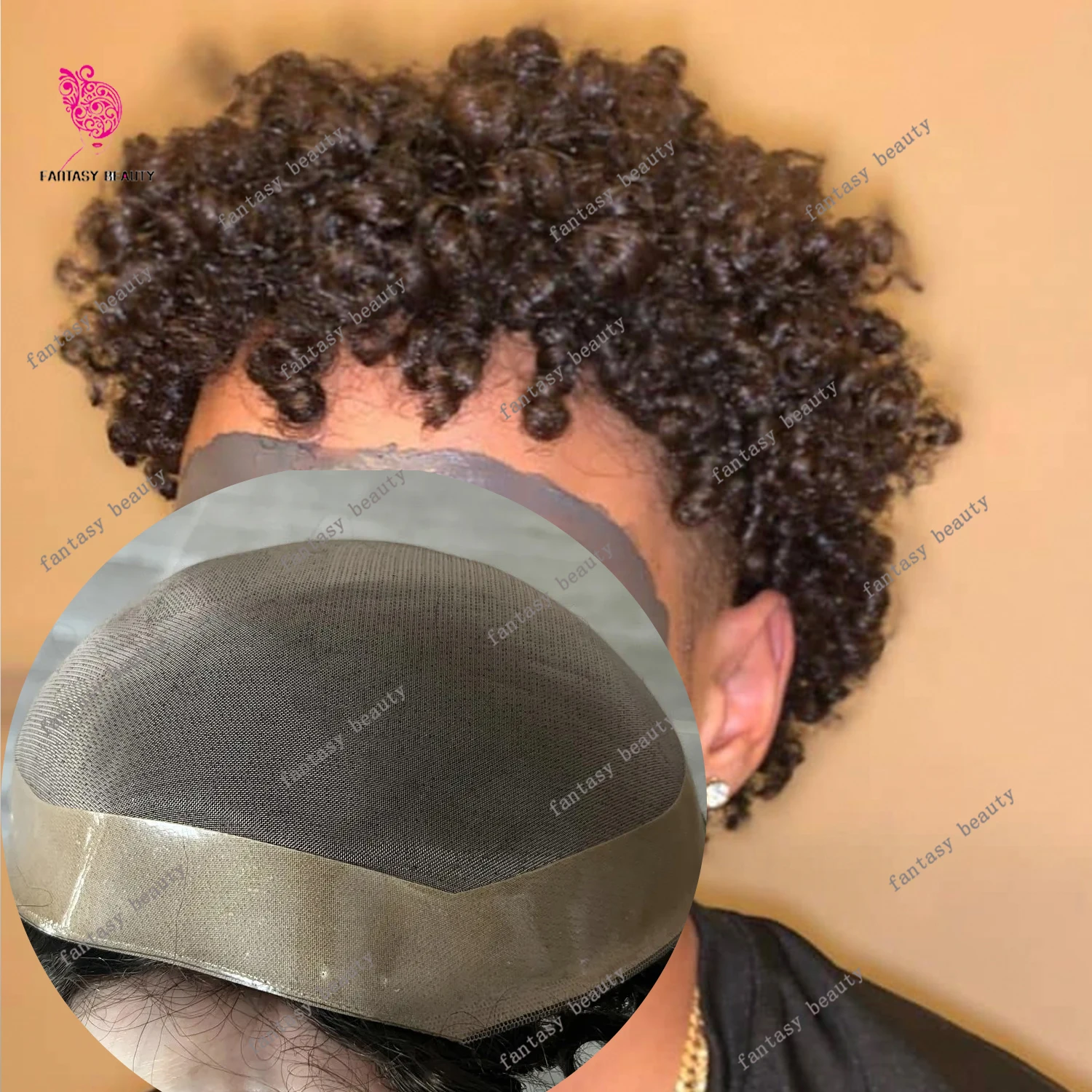 

8 мм 10 мм афро-кудрявый парик, дышащий кружевной тонкий моно парик NPU, мужской парик, капиллярный протез, парик из 100% человеческих волос для мужчин