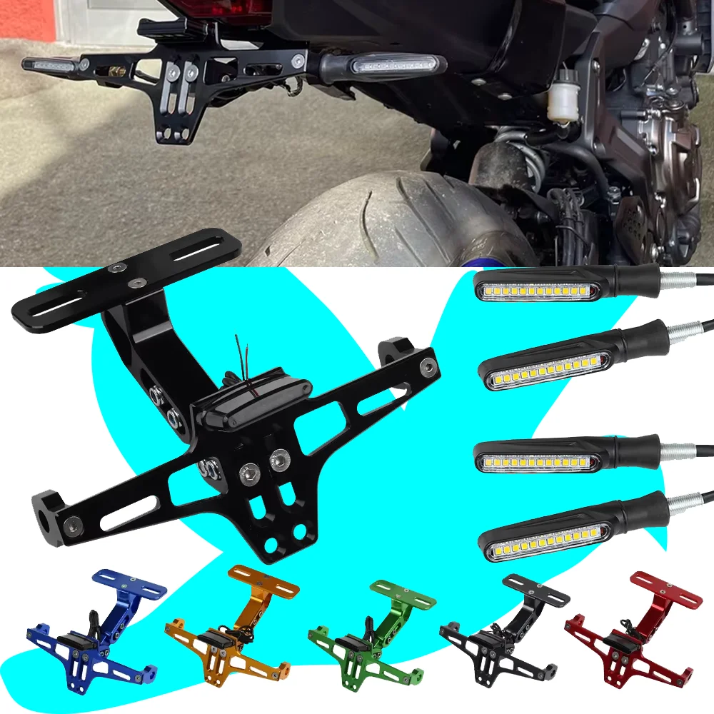 Motorrad-Nummernschildhalter mit Blinker für Yamaha MT07 MT09 MT10 R1, für Kawasaki Z1000 Z800, für Honda