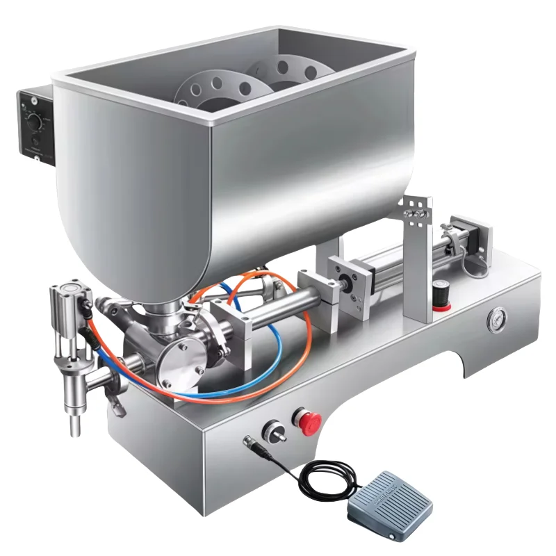 Pneumatic Piston Paste Filling Machine With U-Type Mixing Hopper Semi-Automatic Quantitative Sauce Filling Equipment