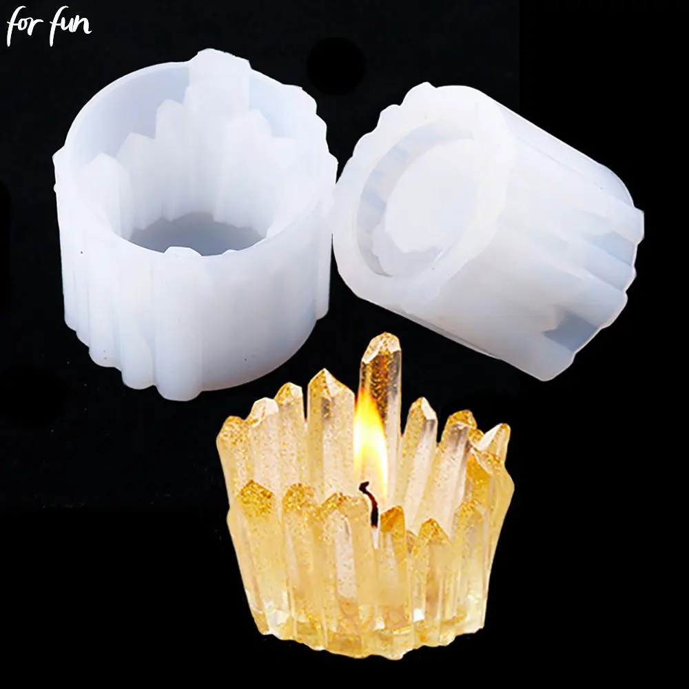 For Fun DIY Resin Mold Candle Holder Silicone Mold Candle Molds Clay Epoxy Craft Making Home Decoration Cement Wax Mould