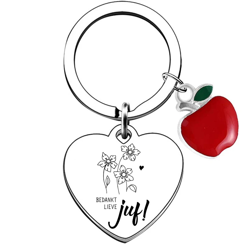 Heart Dutch liefste juf Teacher Appreciation Gifts Women Teacher Keychain, Teacher Christmas Gifts Valentine's Day Gift