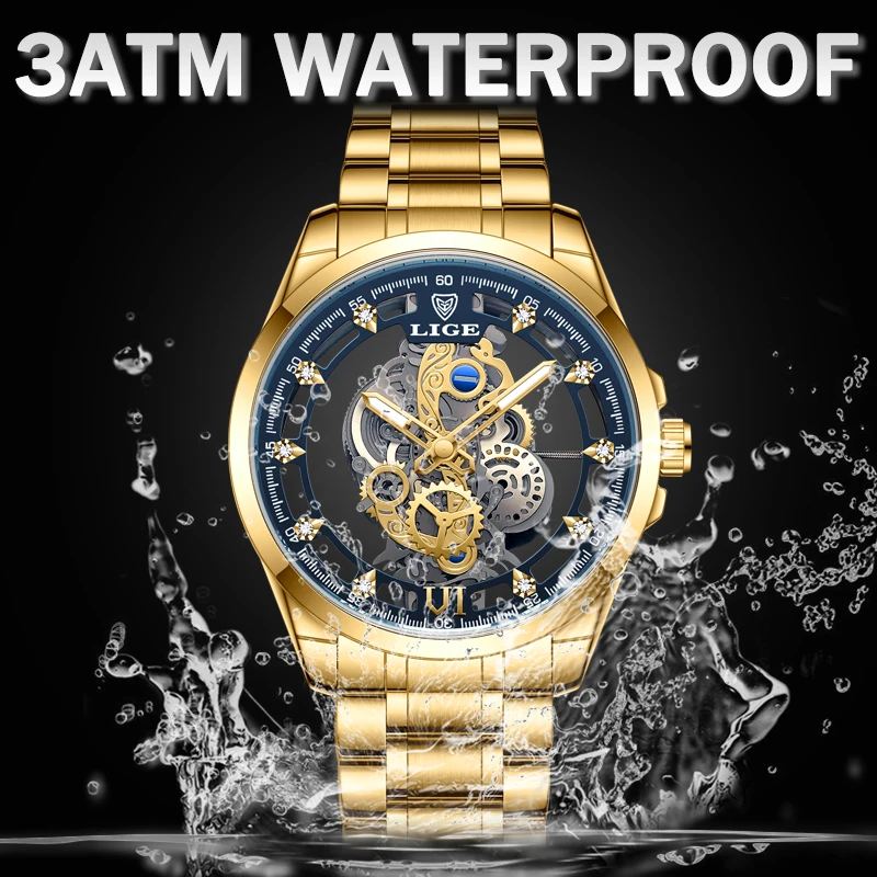 LIGE 2024 New Quartz Wristwatches Male Automatic Business Casual Watches Men Waterproof Luxury Mens Watch Luminous Reloj Hombre