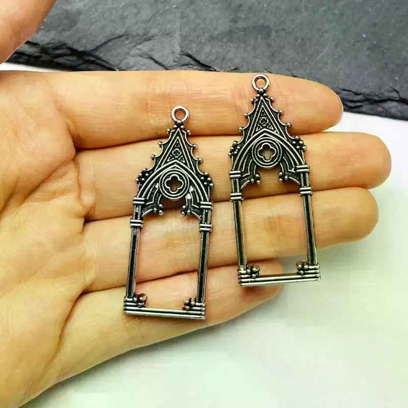 5pcs 47*18mm Gothic Vintage Hollow Out Castle Church Charms Pendant Designer Charms Fit Jewelry Making DIY Jewelry Findings