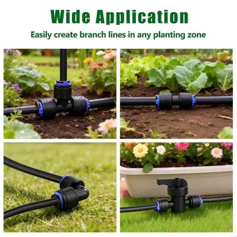 10Pack Plastic 2 Way Ball Valves Quickly Drips Irrigation Shut Off Valves Fittings Drips Tubing Drips Tubing Garden M4YD
