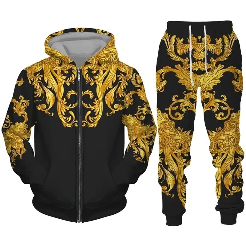 3D Bandana Printed Zip Hoodie + Pants Suit Cool Men/Women 2 Pcs Sportwear Tracksuit Set Autumn and Winter Men\'s Clothing