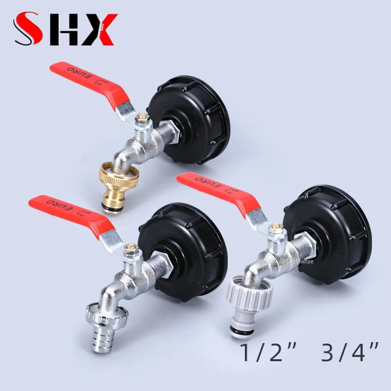 S60 Coarse Thread IBC Tank Tap Connecter x 16mm 1/2'' 3/4'' Water Coupling Adapter Garden Home Replacement Valve Fitting Faucet