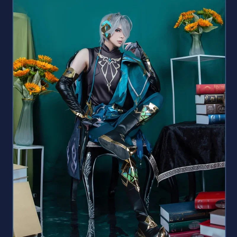 Anime Spiel Auswirkungen Alhaitham Cosplay Full Set Handschuhe Perücke für Männer Outfits Halloween Kostüm Party Comic con