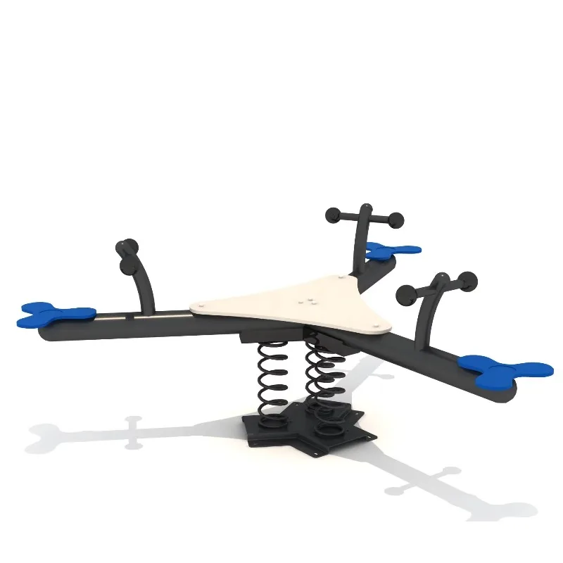 Certified triangular steel multi-seat durable spring-loaded color playground seesaw for parks