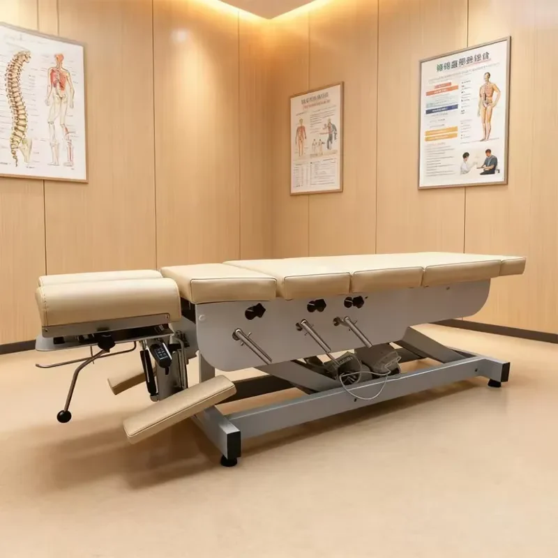 Electric control height adjustable back traction bed, suitable for physical therapy, chiropractic, modern hotel gym use, iron