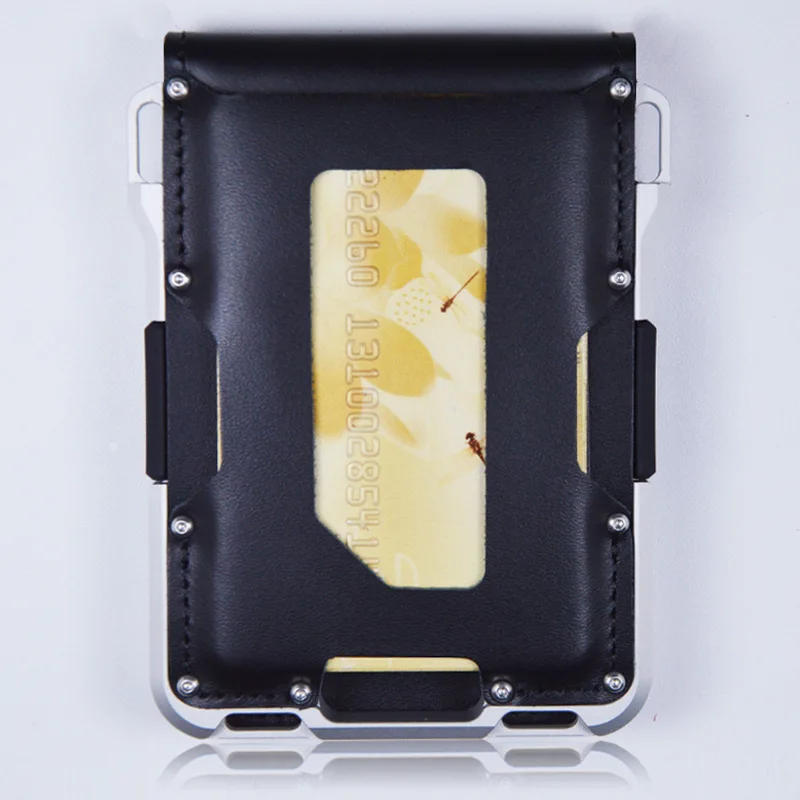 

leather Credit Card Holder Wallets Men Brand Rfid Black brown Magic mutifunciton Slim Mini Wallet Small Money Bag Male Purses
