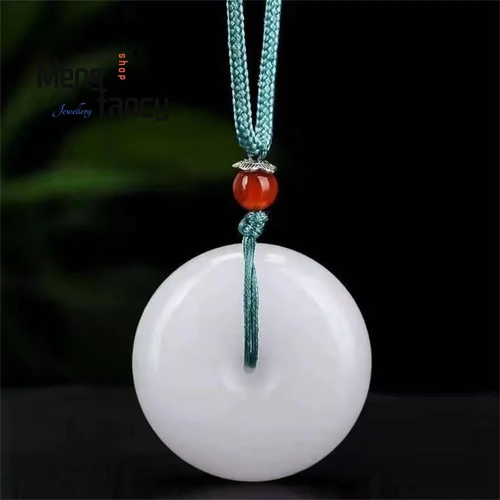 Colgante con hebilla de la paz de Jade de seda dorada, blanco puro Natural, exquisito, elegante, Simple, de alta calidad, joyería de moda para parejas, regalo de vacaciones