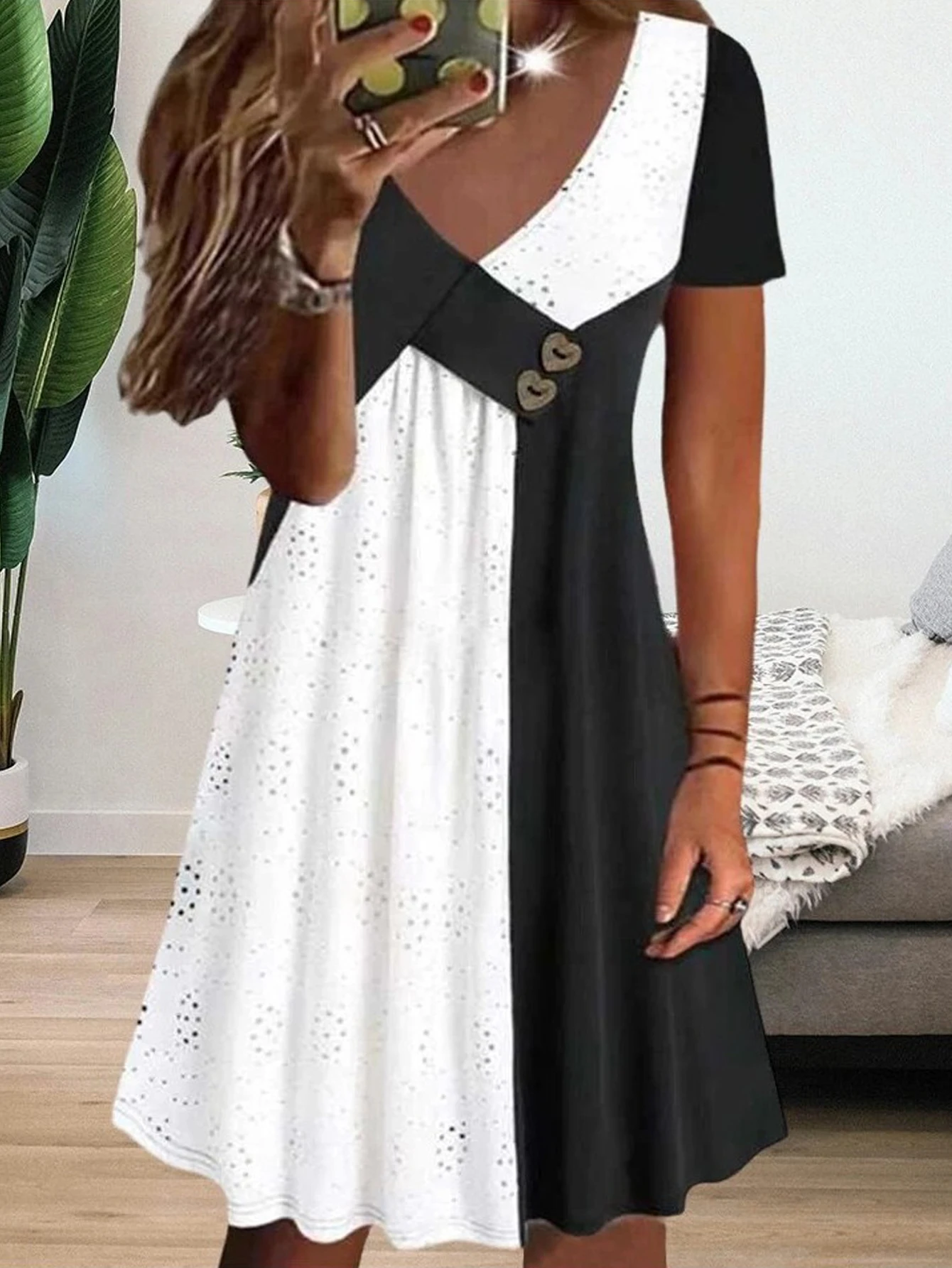 

Новое женское ажурное платье с v-образным вырезом и цветными блоками, элегантное модное женское платье