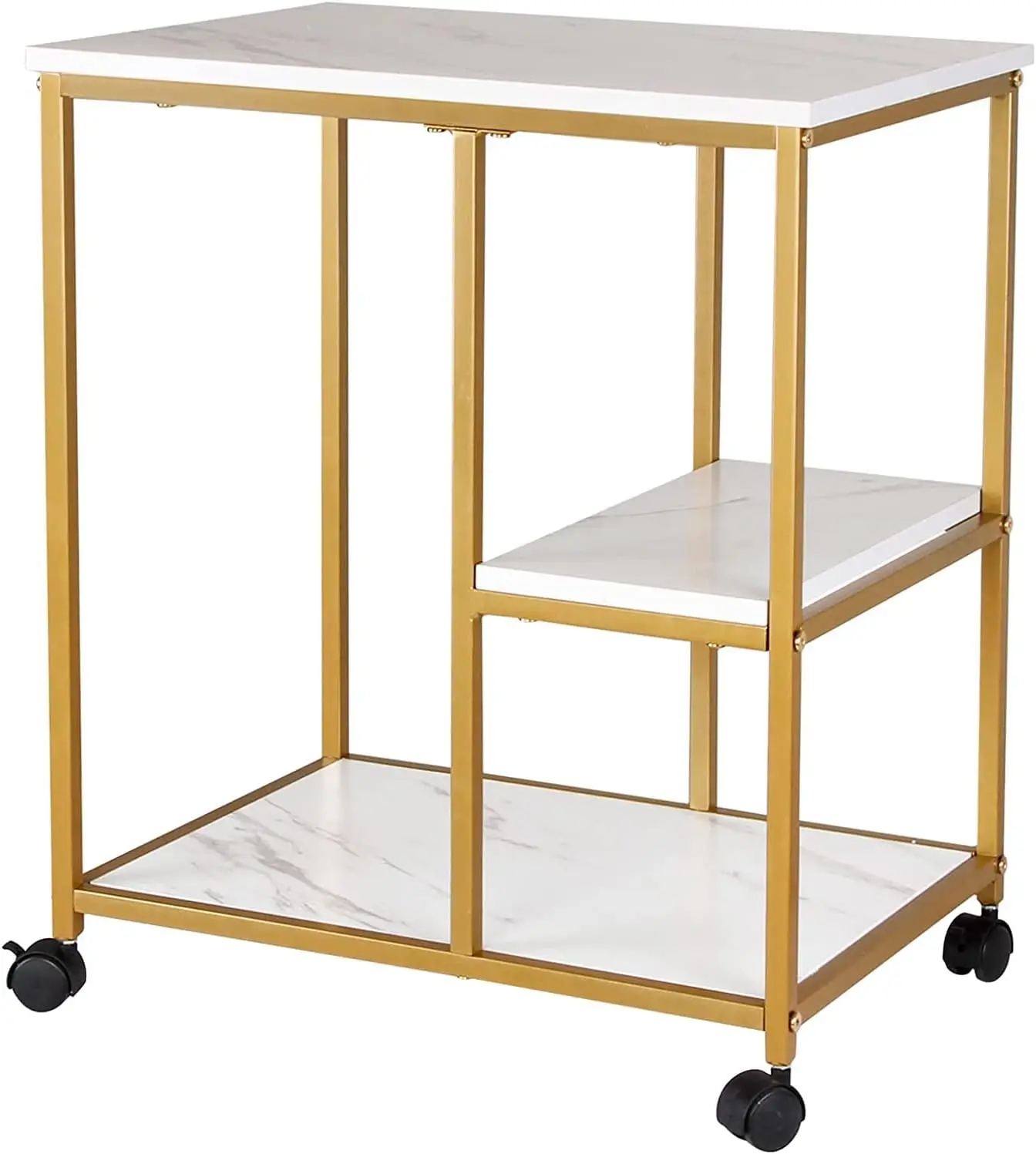 

3-Tier Printer Stand On Wheels, Rolling Printer Cart With Storage Shelves, Mobile 3 Shelves End Table, Multi-Purpose Side Table