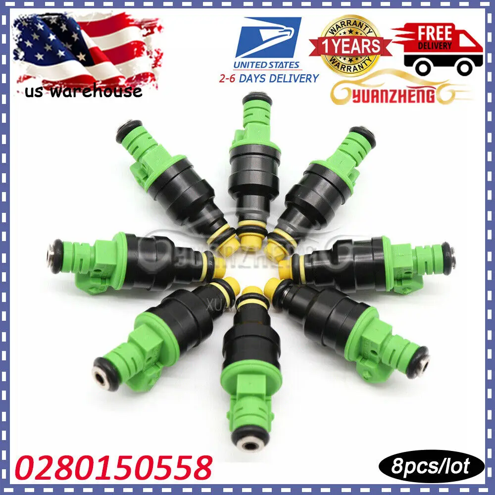 

8pcs For GM For Ford Mustang 0280150558 42lbs 440CC Turbo 42 lb/hr Fuel Injectors