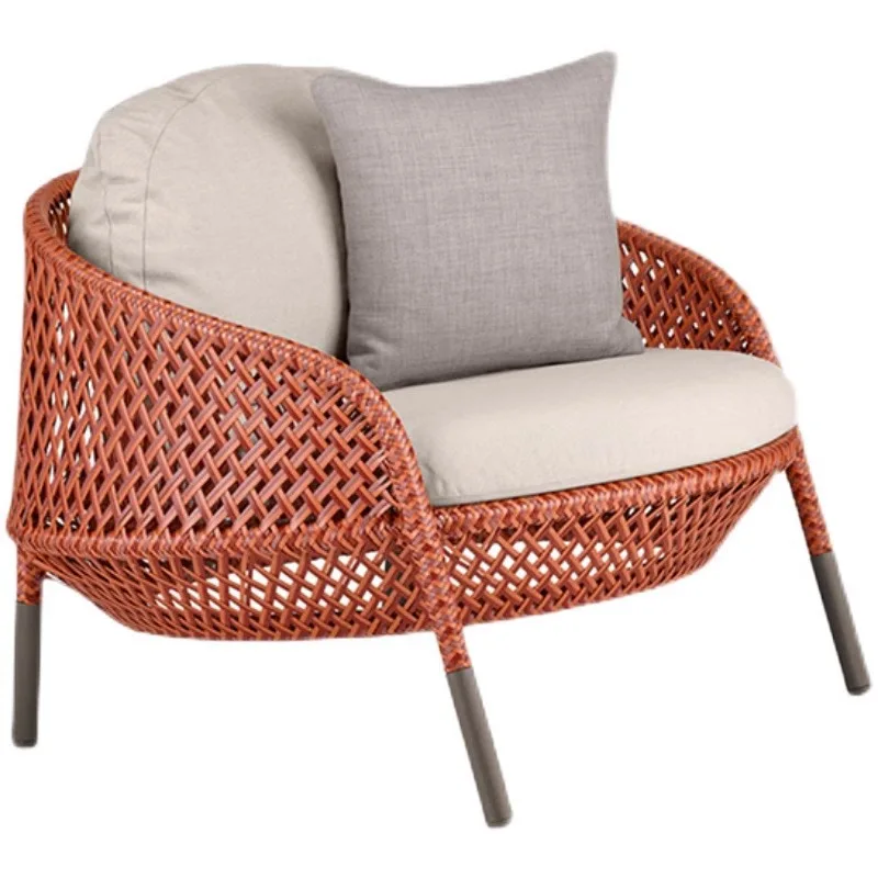 

Nordic outdoor rattan sofa, single courtyard double rattan chair coffee table combination