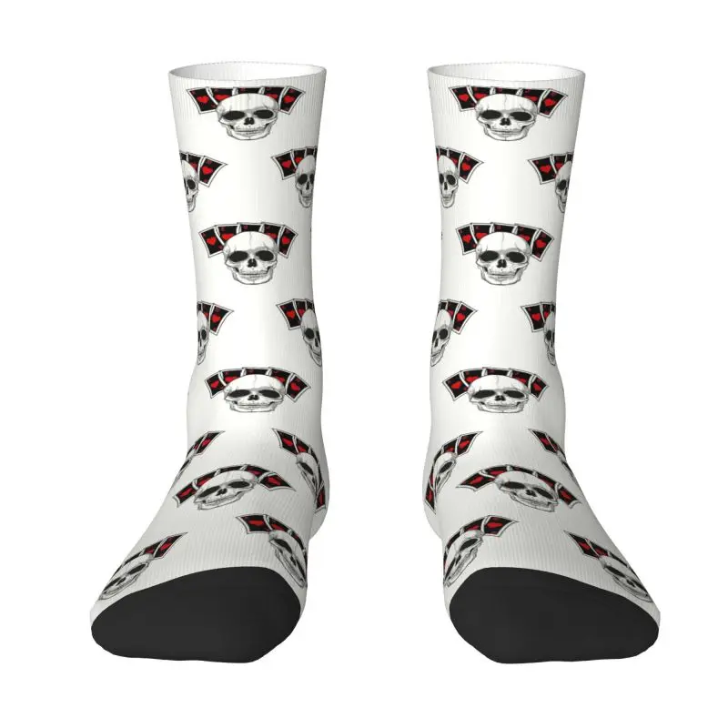 Dead Skull Poker Men Women Crew Socks Unisex Cool 3D Printing Card Game Players Dress Socks