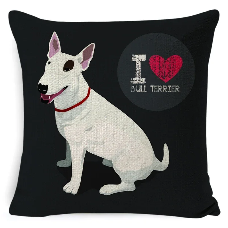 Bull Terrier Beagle Cotton Linen Cushion Cover Boston Terrier Boxer Dog Pillowcase Bulldog Chihuahua Home Decor Pillowcase