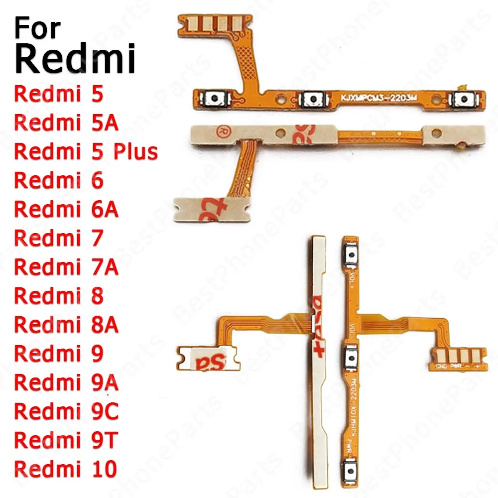 For Xiaomi Redmi 7 7A 8 8A 9 9A 9C 9T 10 10A 5 Plus 5A 6 6A Switch Power On Off Volume Parts Side Button Mute Key Flex Cable