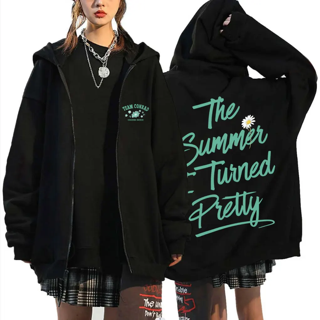 

The Summer I Turned Pretty Team Conrad Cousins Beach Zipper Hoodie Men Women Casual Vintage Oversized Zip Up Jacket Sweatshirt