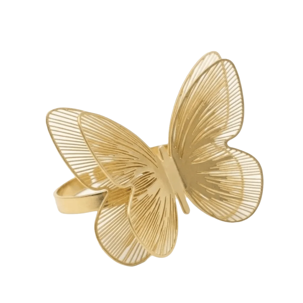 1PC Fashion Metal Buckle Napkin Ring Hollow Butterfly DIY Ornament Napkin Holder Waterproof Dinnig Table Decoration