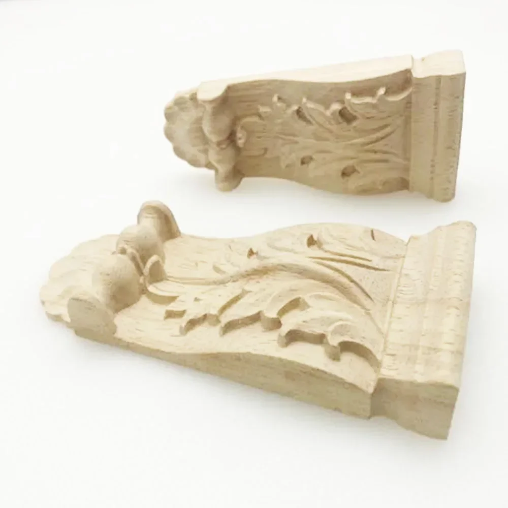 European Style Solid Wood Carving Corbel Decal Furniture Foot Legs 10*4.5*1.8/12*6*2cm TV Cabinet Seat Feets Vintage Decor