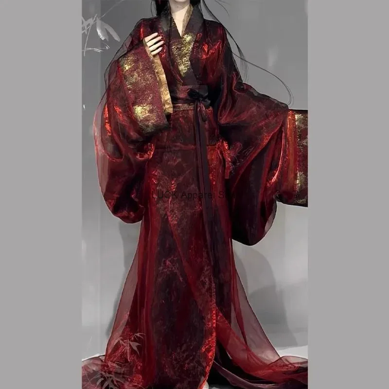 

Халат Zhanguo Hanfu, новинка весны/лета, новый китайский стиль, прямая юбка в национальном стиле, древнее платье с хвостом, женское платье