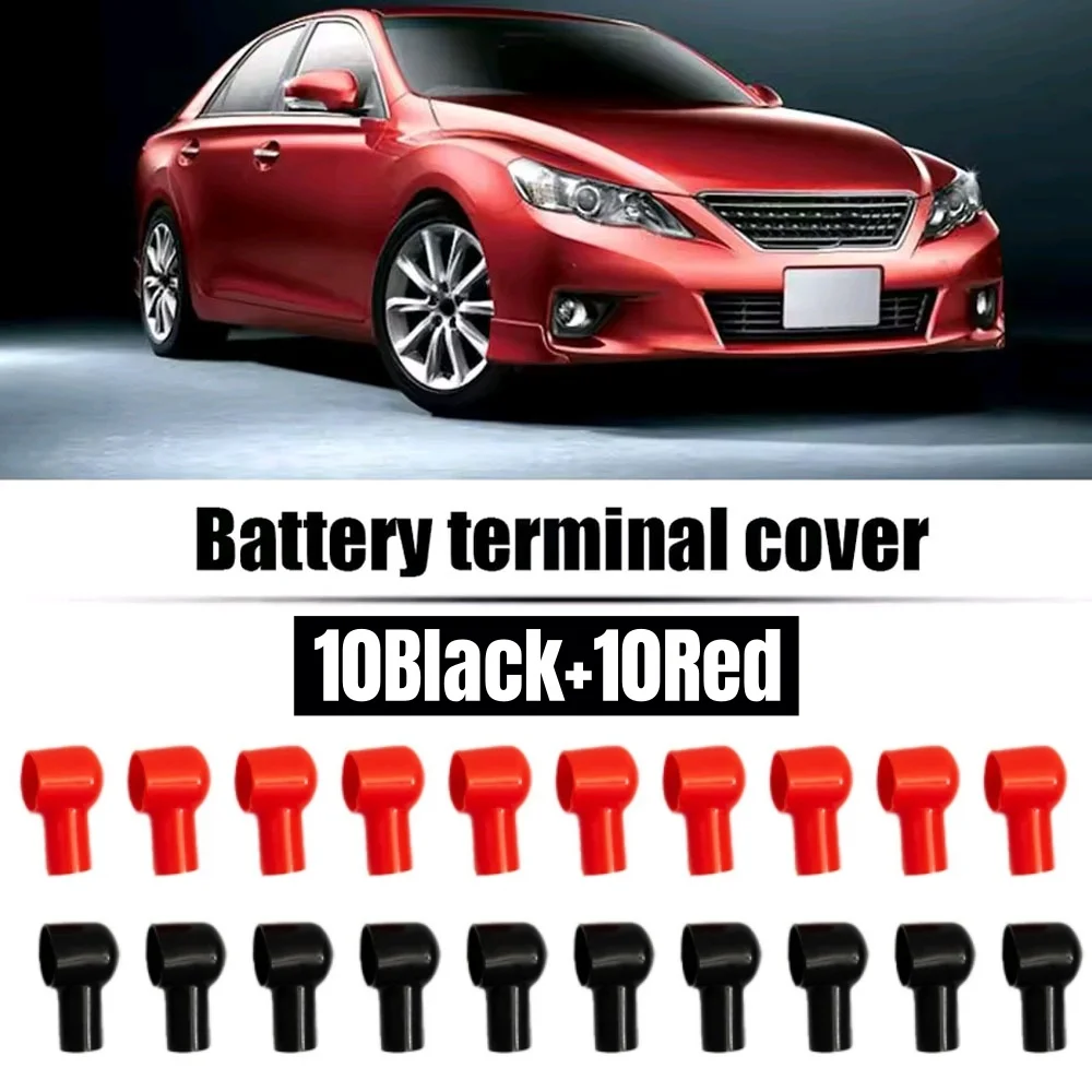 

20Pcs Car Battery Terminal Insulating Cover Red Black Negative Positive Terminal Cover Boot Rubber Insulating Protective Lug Cap