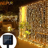 Solar Curtain Light LED Outdoor Waterproof 300leds Garland Decoration String Lights Yard Christmas  Fairy Garland String Lights