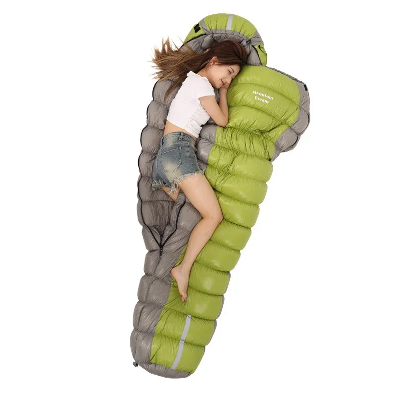 Ultralight 230*90CM Filling 600G/800G/1000G/1200G White Duck Down Mummy Sleeping Bag Outdoor Camping Cold Weather Keep Warm