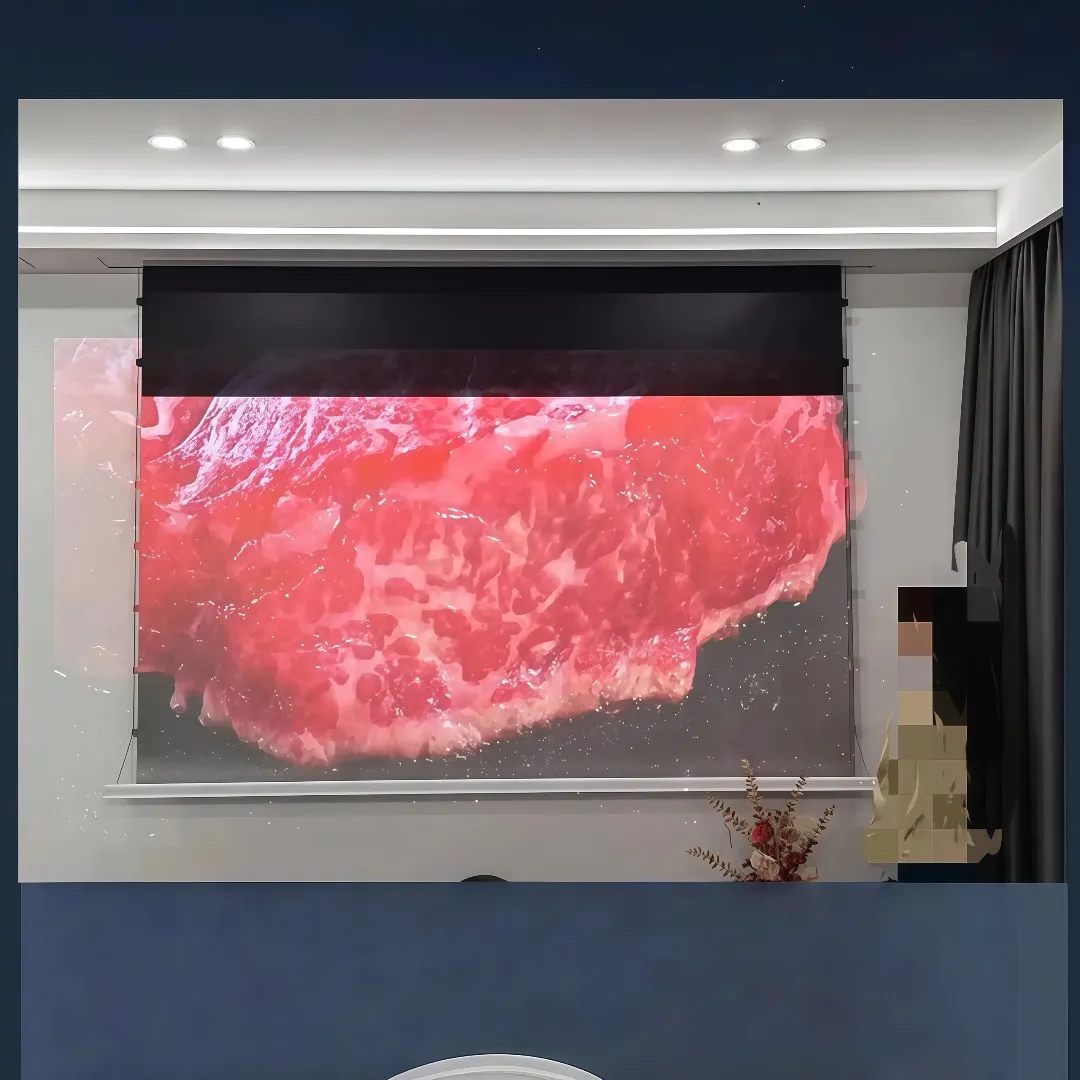 MIVISION Recessed In-Ceiling APP Controlled Electric Tensioned Drop Down Fresnel Long Throw Motorized ALR Projector Screen