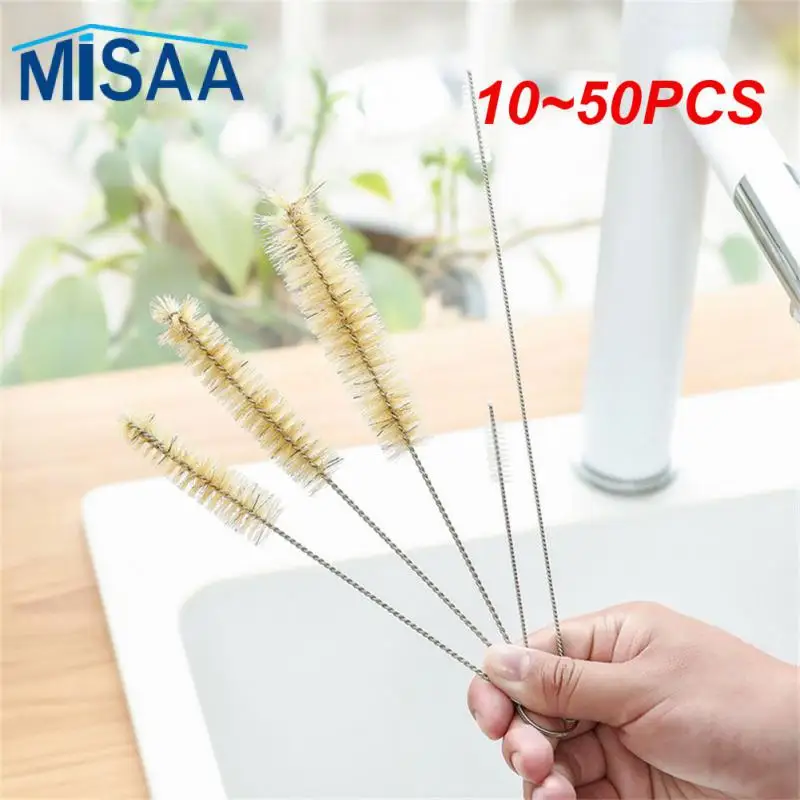 10~50PCS Pot Mouth Cleaning Brush Set Fish Tank Straw Bottle Cleaning Brush Drink Straws Sewing Machines Mini Stainless Steel