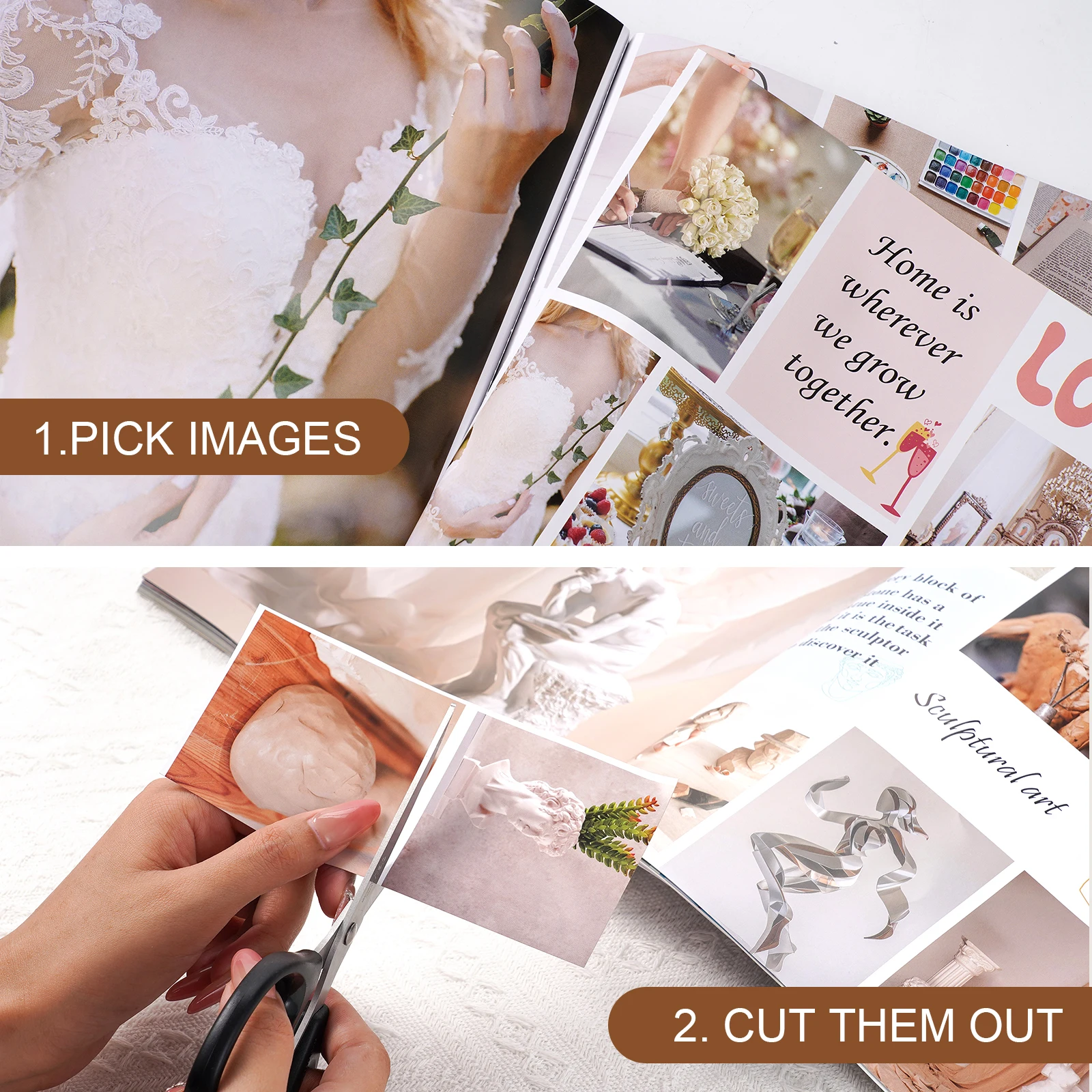 Vision Board Book Kit: Vision Board Supplies with 1100+ Images & Quotes Collage Magazine Book Create Vision Boards Scrapbooks