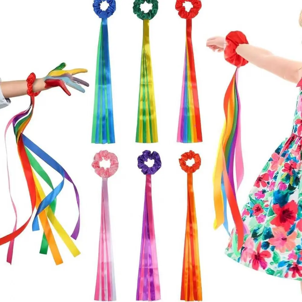 Cintas de Gimnasia Ligeras de Poliéster, Cintas Elásticas de Arcoíris para Danza, Cintas Multicolores con Borlas para Danza Rítmica